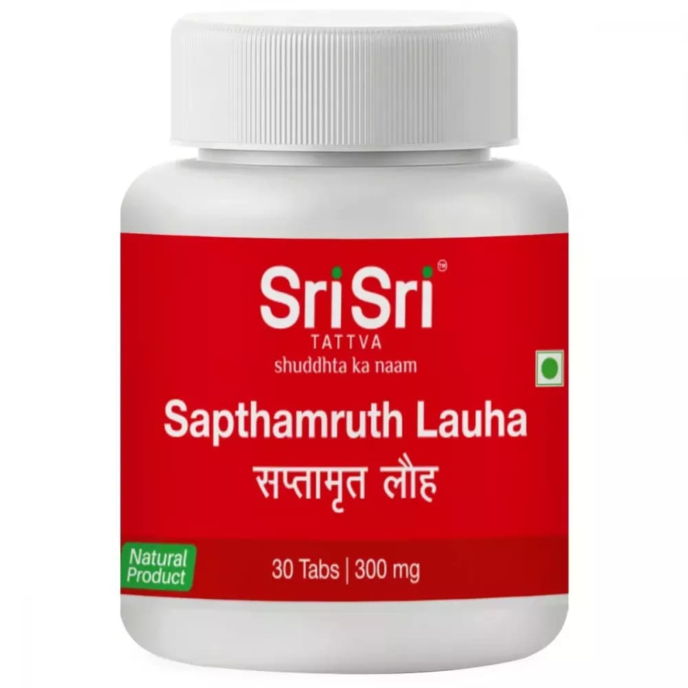 Sri Sri Tattva Sapthamruth Lauha 30 Tablets bottle