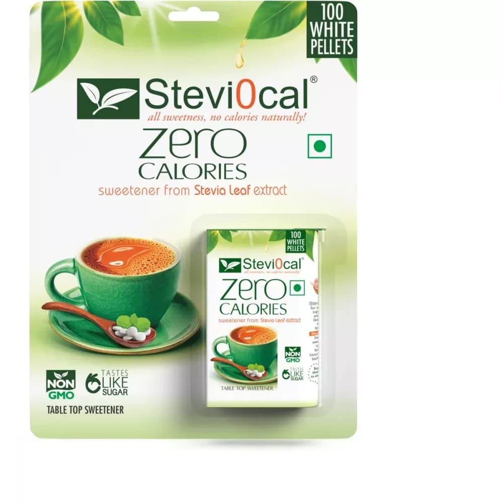 Steviocal Sugar Free Zero Calorie Sweetener Pellets 100 Tablets main image