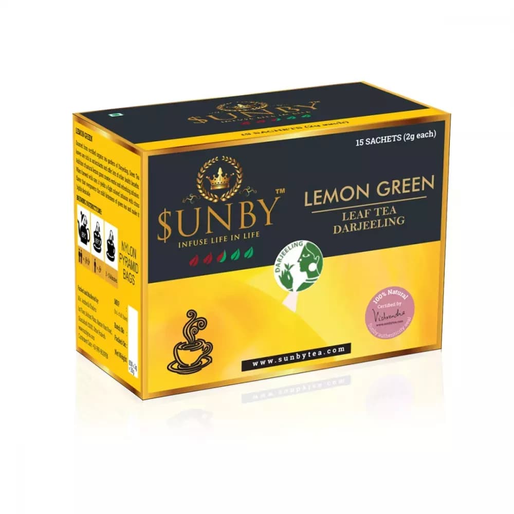 Sunby Lemon Green Tea Pure Darjelling 15 Sachet Main Image