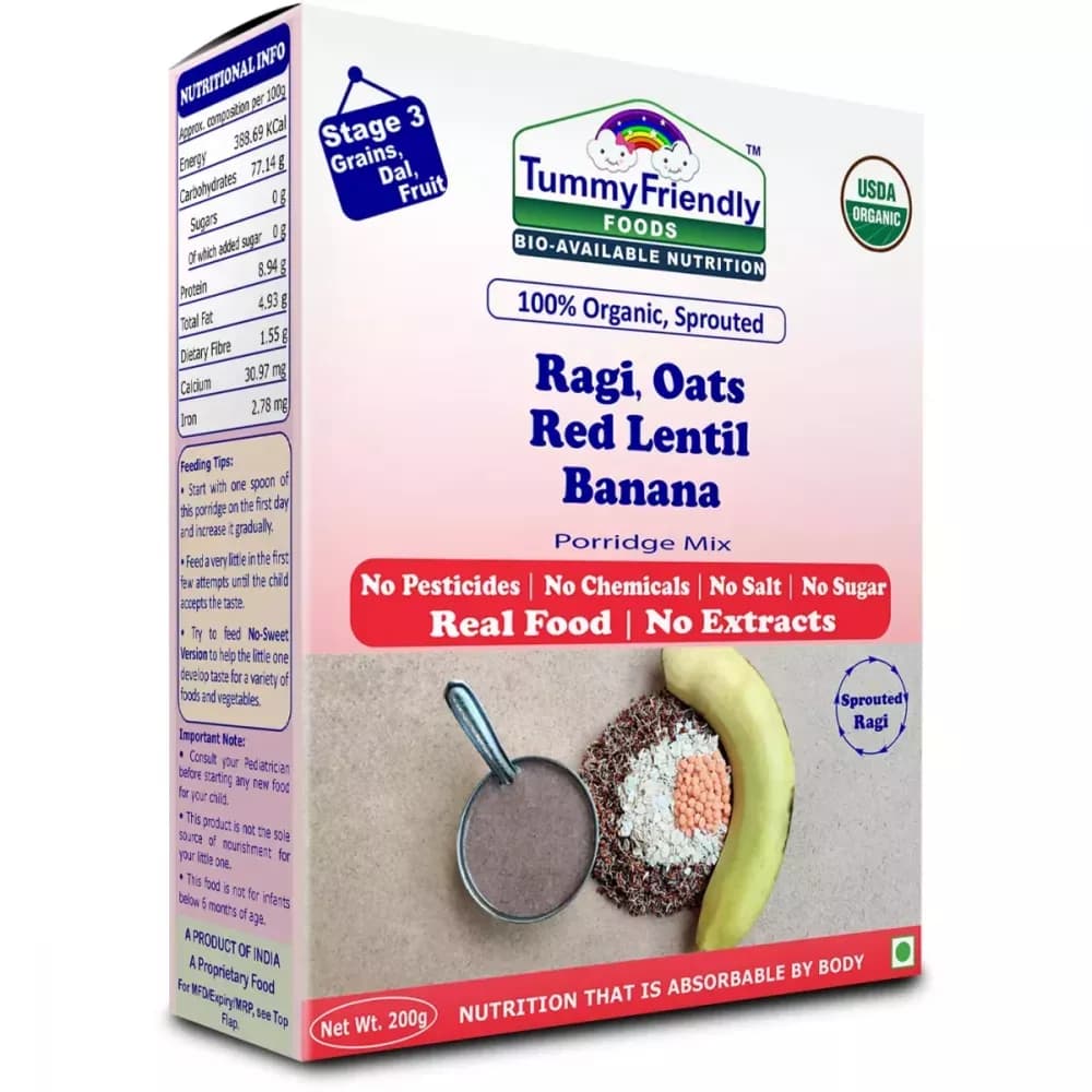 Tummy Friendly Foods Ragi Oats Red Lentil Banana Porridge Mix 200 g Main Image