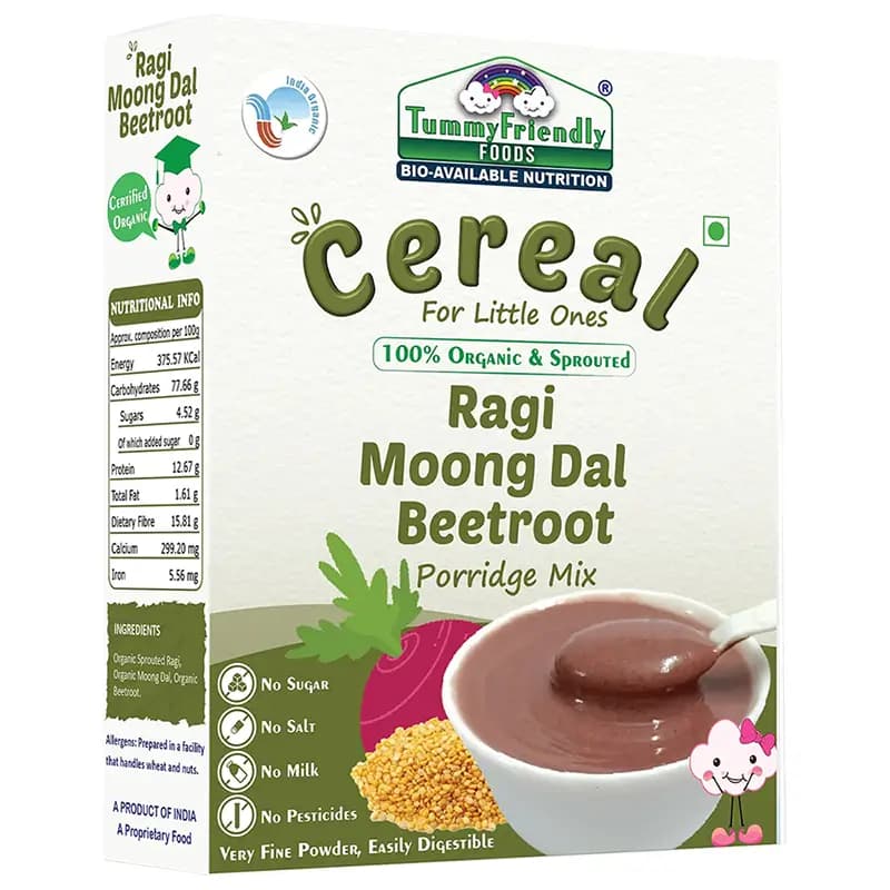 TummyFriendly Foods Organic Sprouted Porridge Mix Ragi Moong Dal Beetroot 200 g Main Image