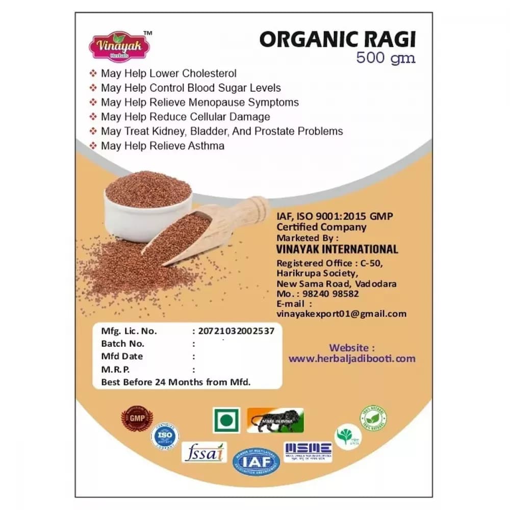 Vinayak Herbals Organic Ragi 500 g Main Image