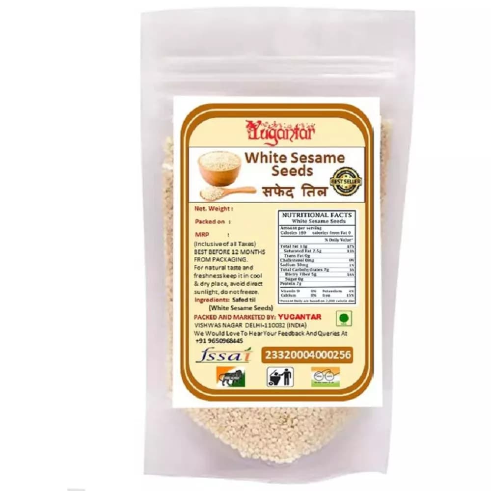 Yugantar White Sesame Seeds (Safed Til) Main Image & Nutrition Facts